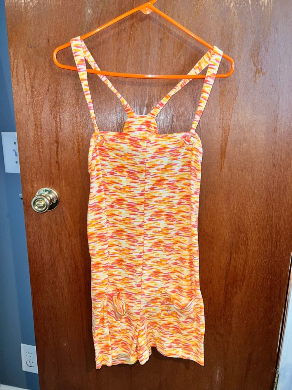 Derek Heart Orange, Yellow & Coral romper